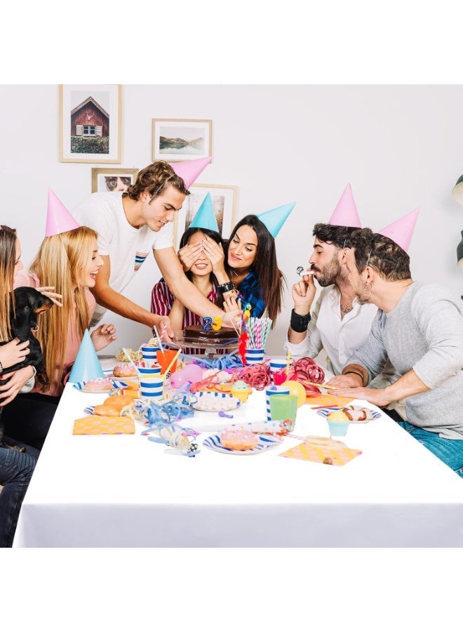 سان يي قطعتان من مفارش الطاولة البلاستيكية البيضاء 54 × 108 بوصة، مفارش طاولة مستعملة مرة واحدة مستطيلة للحفلات - Image 5